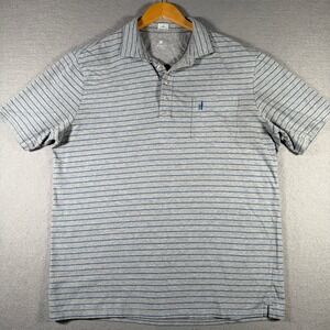 Johnnie-O Mens Neese Striped Polo Shirt Heather Gray Blue JMPO3470 XL Hangin Out